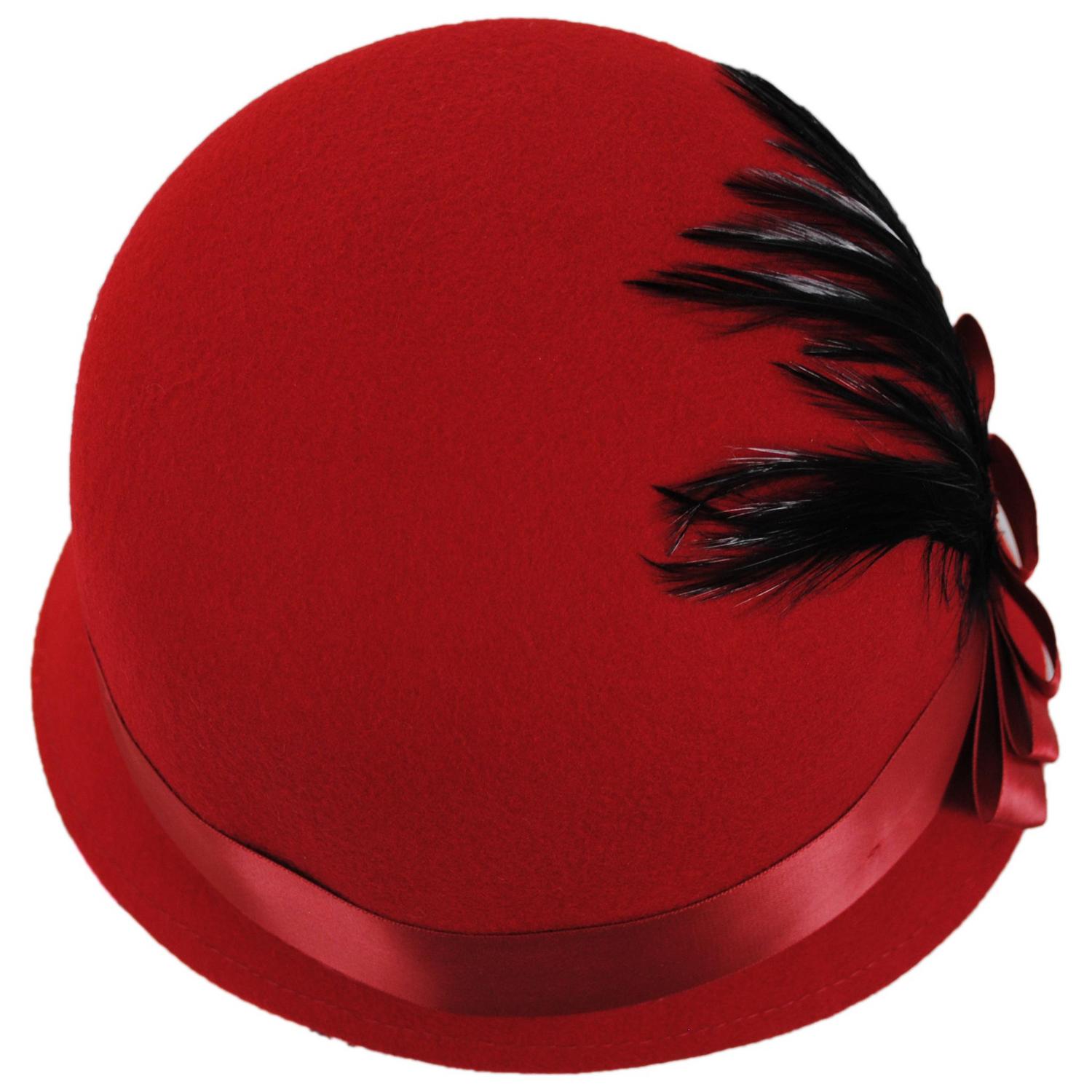 sur la tete | Chloe Wool Felt Cloche Hat | 125511 | top | RED