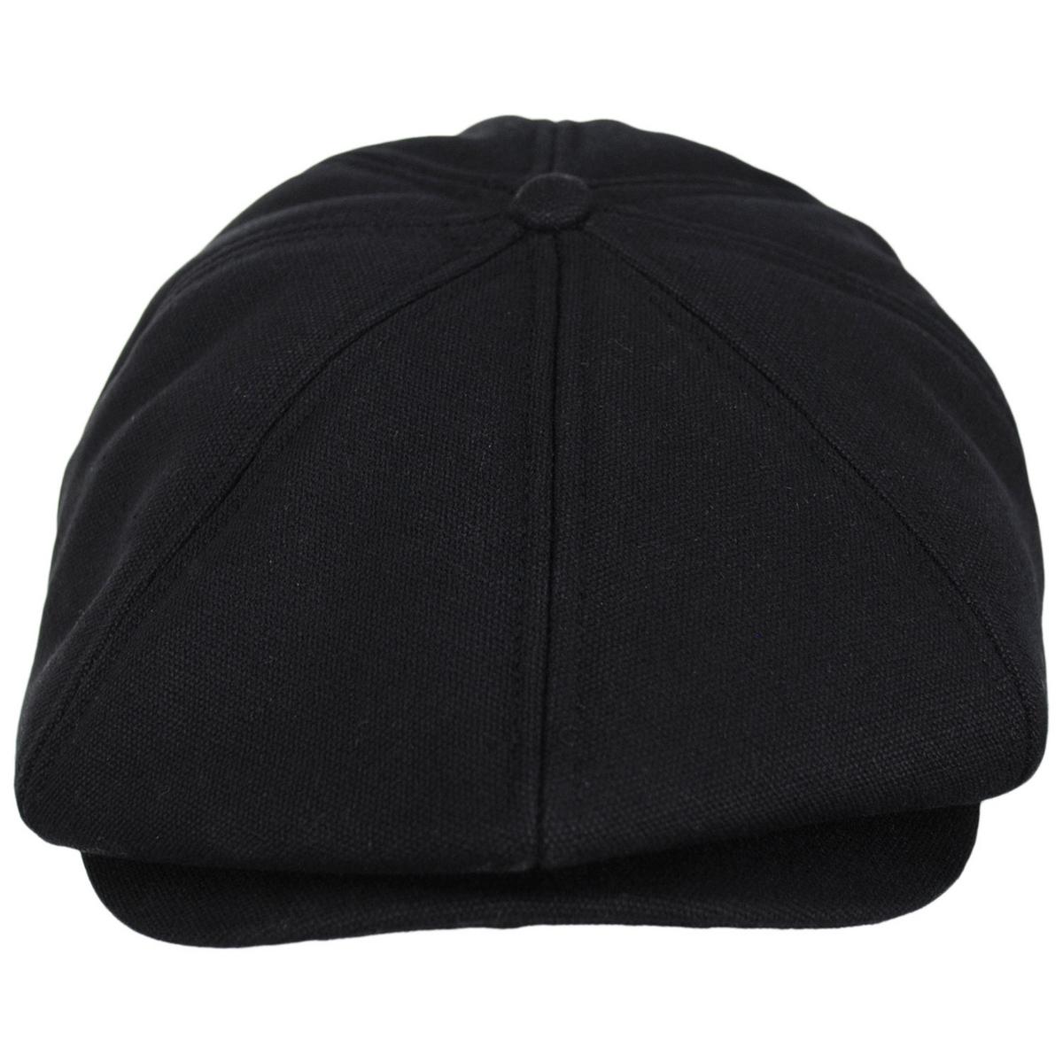 BRIXTON HATS | Brood Cotton Canvas Sherpa Lined Newsboy Cap | 161562 | front | BLACK