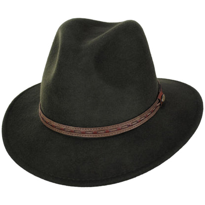 Scala | Traveler Crushable Wool Felt Safari Fedora Hat | 130484 | lead | OLIVE