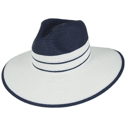 Physician Endorsed | Danielle Two-Tone Toyo Straw Fedora Hat - White/Navy | 102666WN | lead | WHITE/NAVY