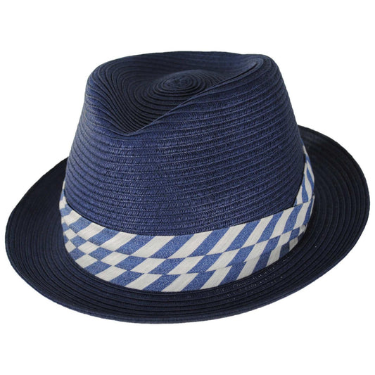 Stefeno Hats | Jonas Toyo Straw Stingy Brim Fedora Hat | 129708 | lead | NAVY