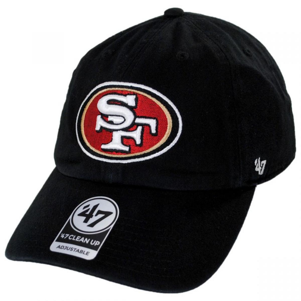 47 Brand | San Francisco 49ers NFL Clean Up Strapback Baseball Cap Dad Hat | 203780 | lead | BLACK