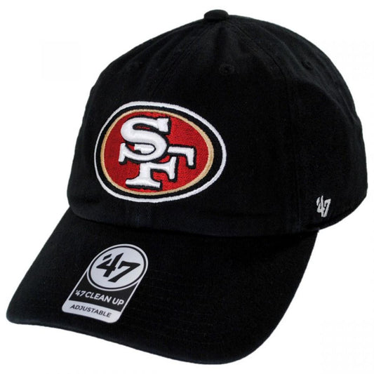47 Brand | San Francisco 49ers NFL Clean Up Strapback Baseball Cap Dad Hat | 203780 | lead | BLACK
