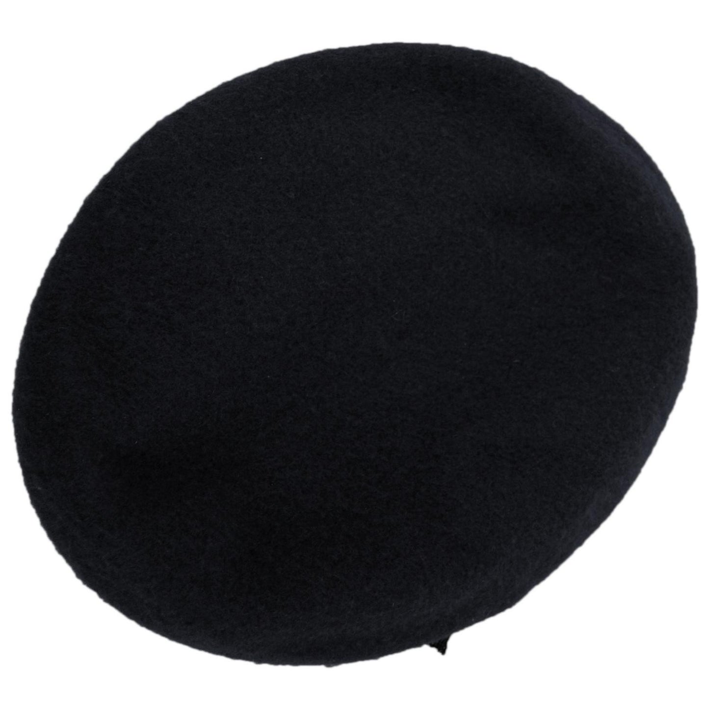 Village Hat Shop | Wool Military Beret with Lambskin Band | 151106 | top | BLACK