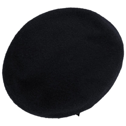 Village Hat Shop | Wool Military Beret with Lambskin Band | 151106 | top | BLACK