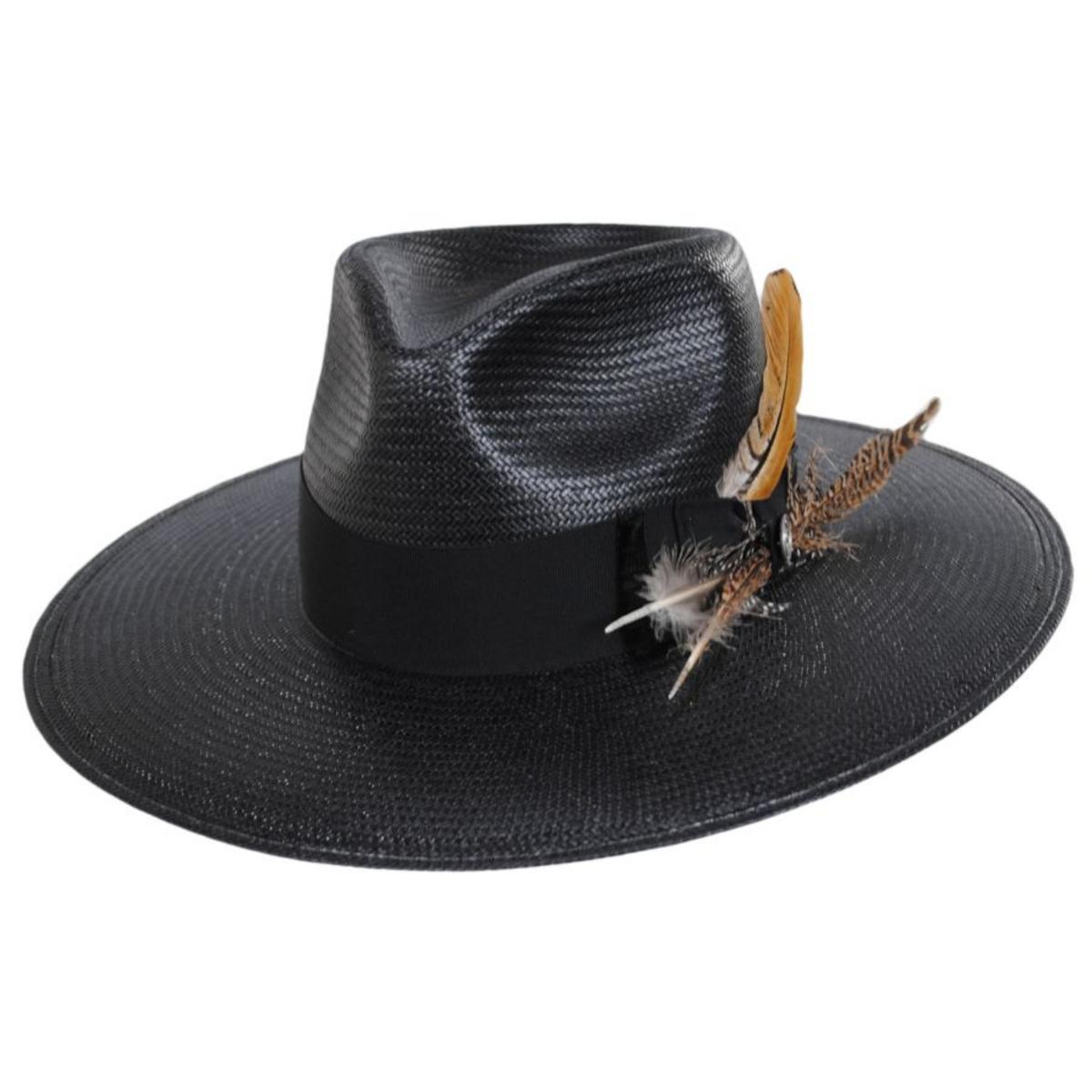 Stetson | Atacama Shantung Straw Fedora Hat | 127043 | lead | BLACK
