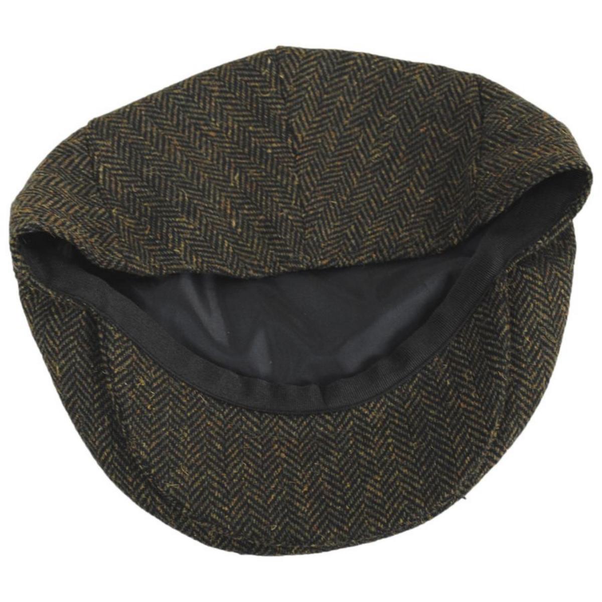 Jaxon Hats | Bird Rock Herringbone Wool Blend Ivy Cap | 167571 | under | OLIVE GREEN