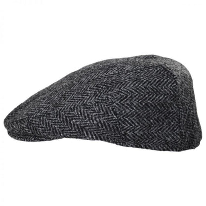 Failsworth | Stornoway Harris Tweed Wool Herringbone Flat Cap - Gray | 177906 | profile | GREY