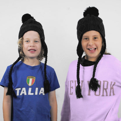 Jaxon Hats | Kid's Cable Knit Peruvian Beanie Hat | 502901 | lsmone | BLACK