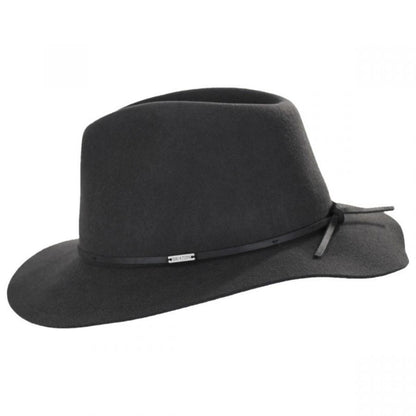 BRIXTON HATS | Wesley Packable Wool Felt Fedora Hat - Washed Black | 135638WB | profile | WASHED BLACK