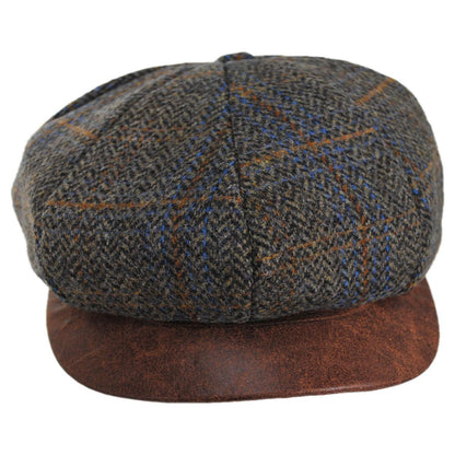 Scala | Finnbar Wool Blend Tweed Newsboy Cap | 160172 | front | BROWN