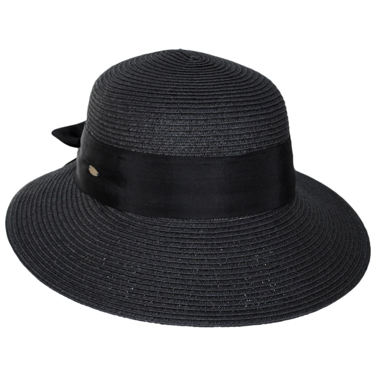 Scala | Assymetrical Toyo Braid Facesaver Cap | 101551 | lead | BLACK
