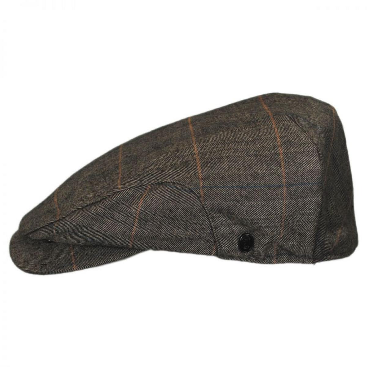 Jaxon Hats | Hoxton Herringbone Plaid Wool Blend Ivy Cap | 167746 | profile | BROWN
