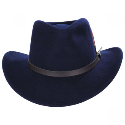 Scala | Dakota Wool Crushable Outback Hat | 130443 | front | NAVY