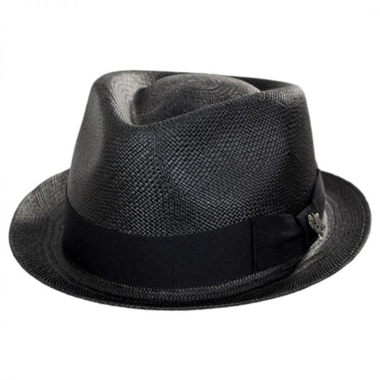 Bigalli | Boston Panama Straw Trilby Fedora Hat | 129202 | lead | BLACK
