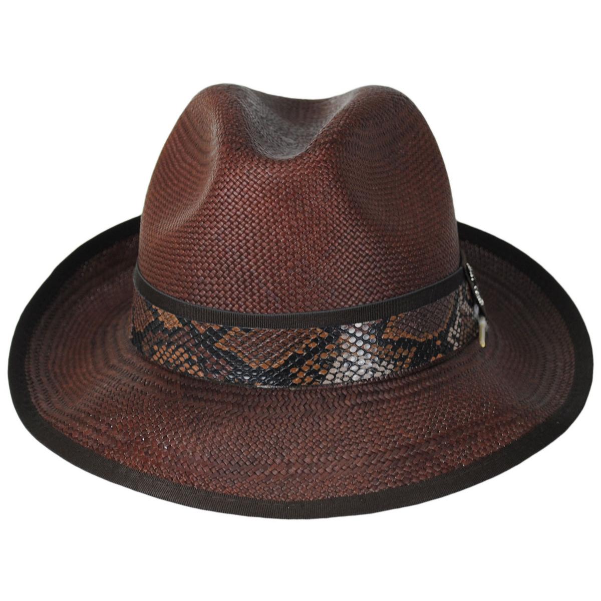 Carlos Santana | Blessing Distressed Panama Straw Fedora Hat | 129804 | front | DISTRESSED BROWN