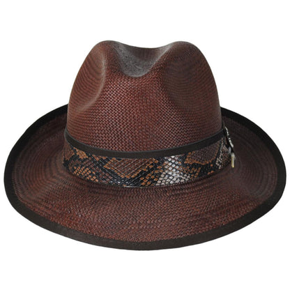 Carlos Santana | Blessing Distressed Panama Straw Fedora Hat | 129804 | front | DISTRESSED BROWN