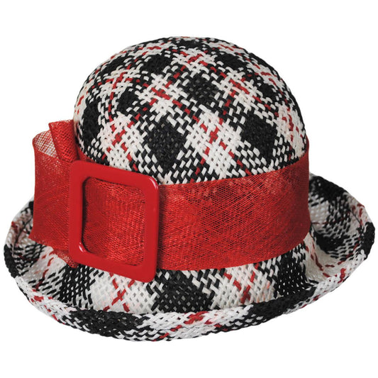 Kathy Jeanne | Tartan Toyo Straw Cloche Hat | 100714 | lead | TARTAN/RED