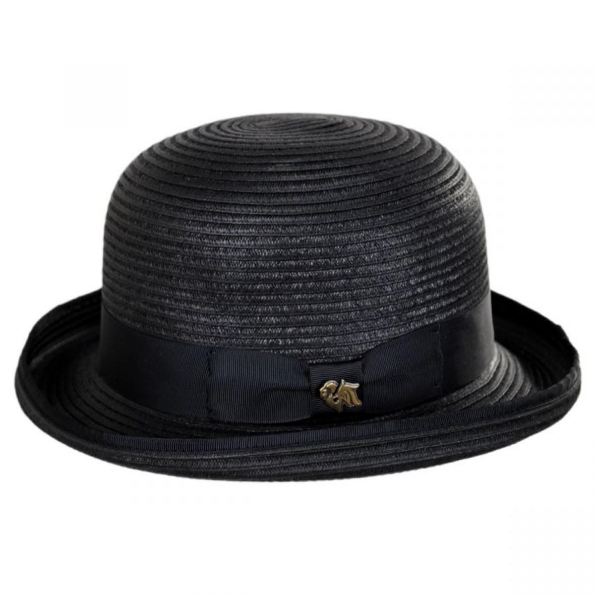 Bigalli | Kanye Toyo Straw Bowler Hat | 129228 | profile | BLACK