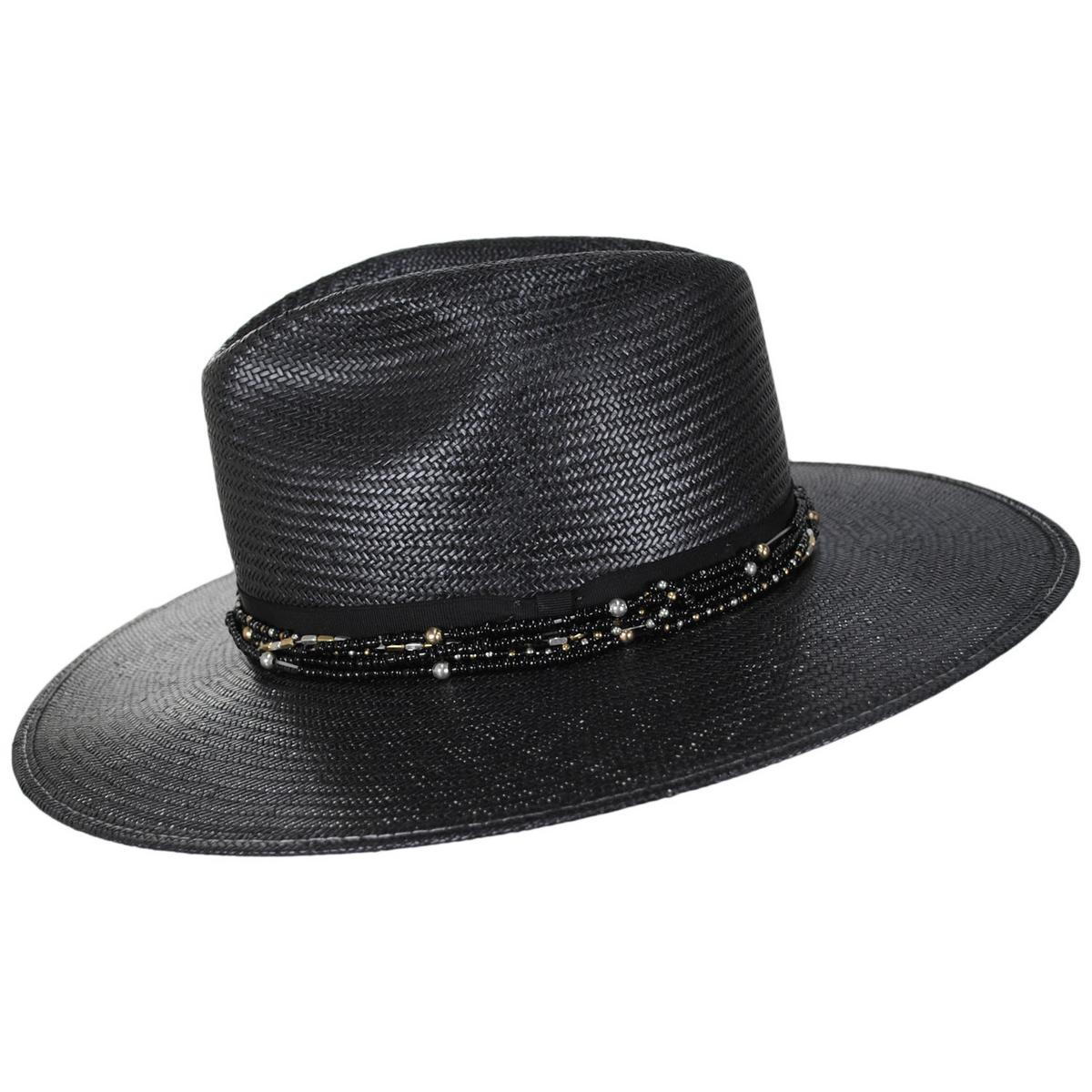 Stetson | Kambra Shantung Straw Fedora Hat | 127057 | profile | BLACK
