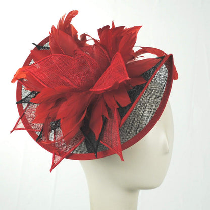Sophia | Two Tone Folded Sinamay Straw Fascinator Hat | 122902 | profile | RED