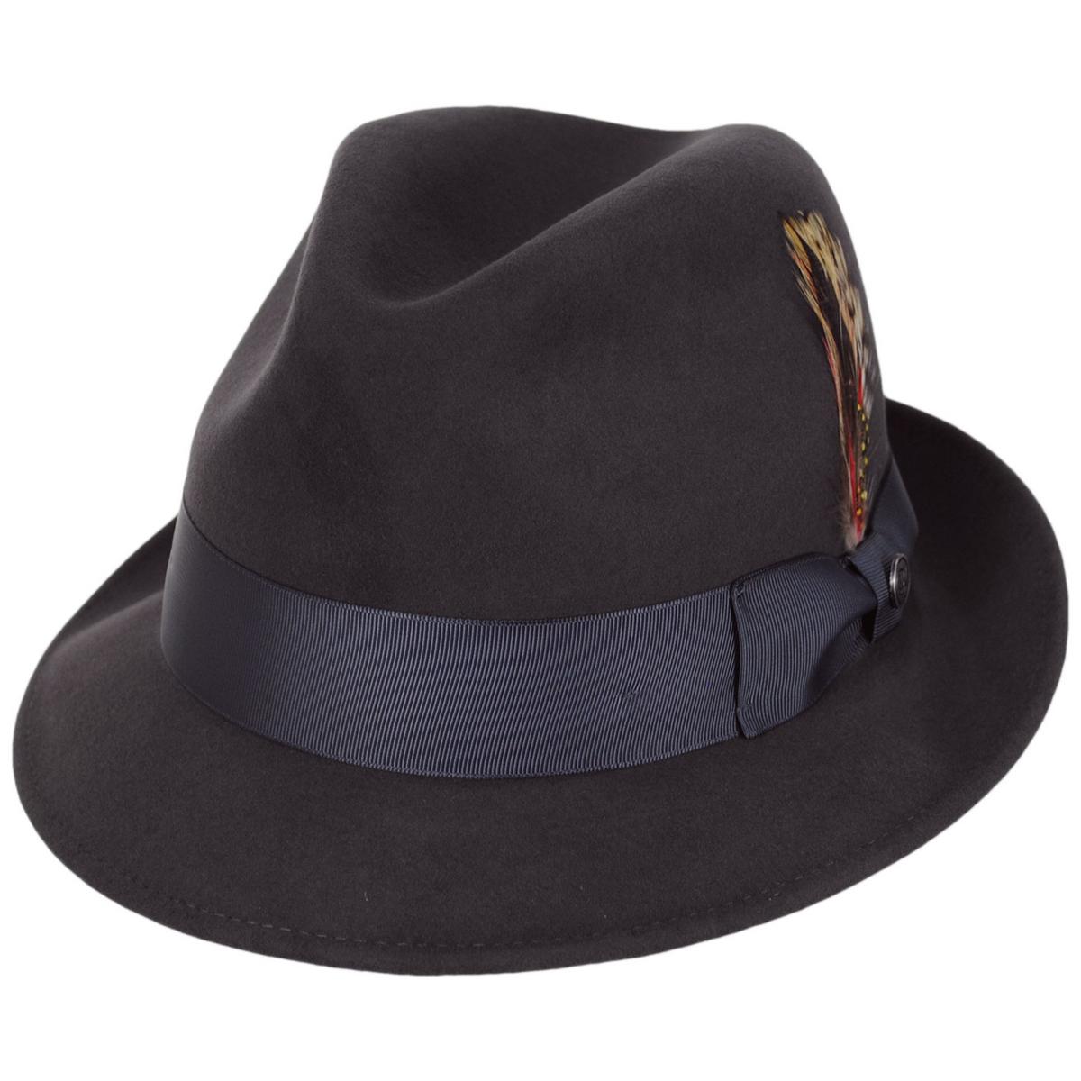 Jaxon Hats | Donny Fur Felt Fedora Hat | 132071 | lead | GRAY