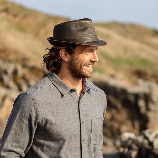 Jaxon Hats | Weathered Cotton Trilby Fedora Hat | 142314 | lsmtwo | BROWN