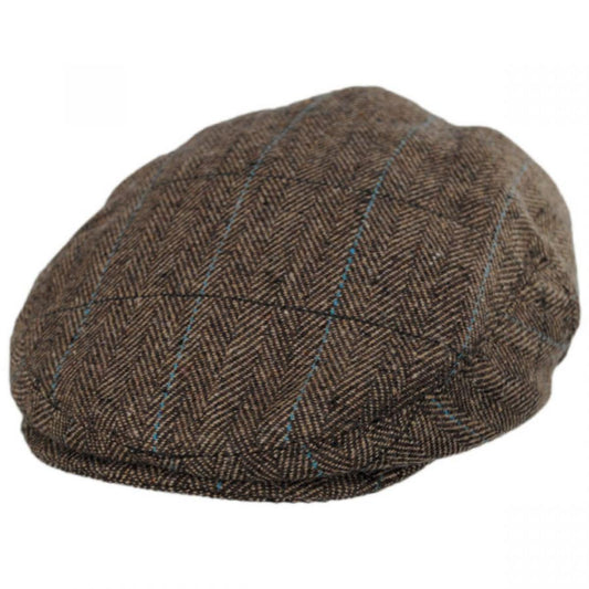 Jaxon Hats | Gibson Herringbone Plaid Wool Blend Ivy Cap | 167556 | lead | TAN