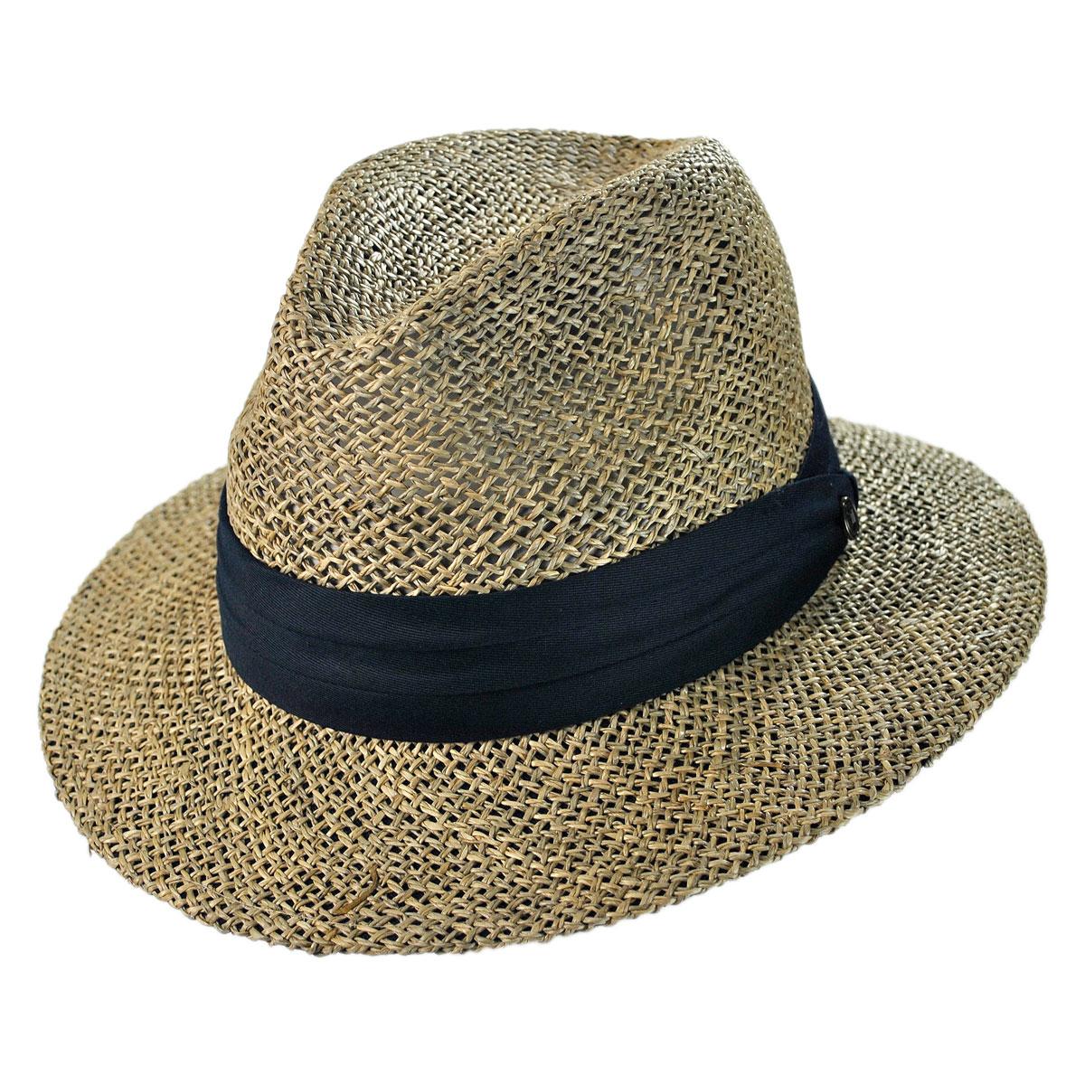 Jaxon Hats | Wholesale Seagrass Straw Safari Fedora Hat B2B Pre-Pack | B2B129916 | lead | NATURAL/NAVY