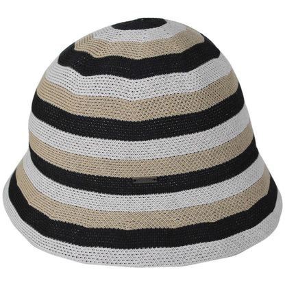 BRIXTON HATS | Lisboa Cotton Knit Stripe Bucket Hat | 185527 | profile | BLACK/SAND/WHITECAP