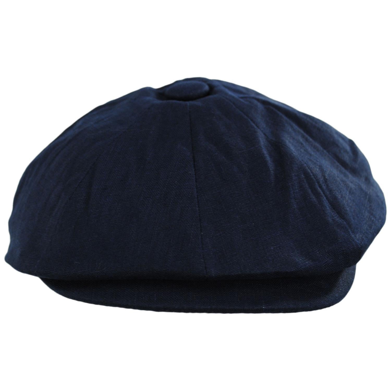 Jaxon Hats | Linen and Cotton Newsboy Cap | 167774 | front | NAVY BLUE