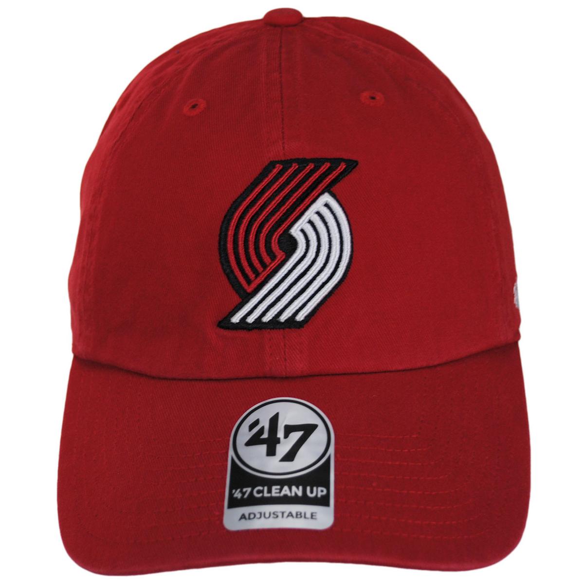 47 Brand | Portland Trail Blazers NBA Clean Up Strapback Baseball Cap Dad Hat | 204090 | front | RED
