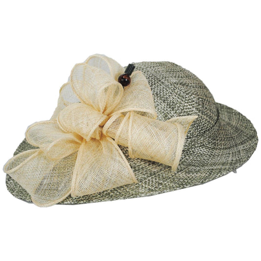 Jeanne Marie | Hat Pin and Swirls Tweed Ramie-Sisal Straw Dress Hat | 122449 | lead | SAGE MIX