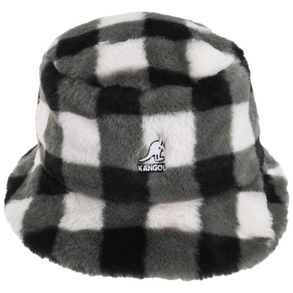 Kangol | Check Faux Fur Bucket Hat | 185810 | front | BLACK CHECK