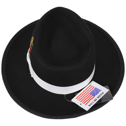 Jaxon Hats | Made in the USA - Classics Zoot Wool Felt Fedora Hat | 131300 | top | BLACK