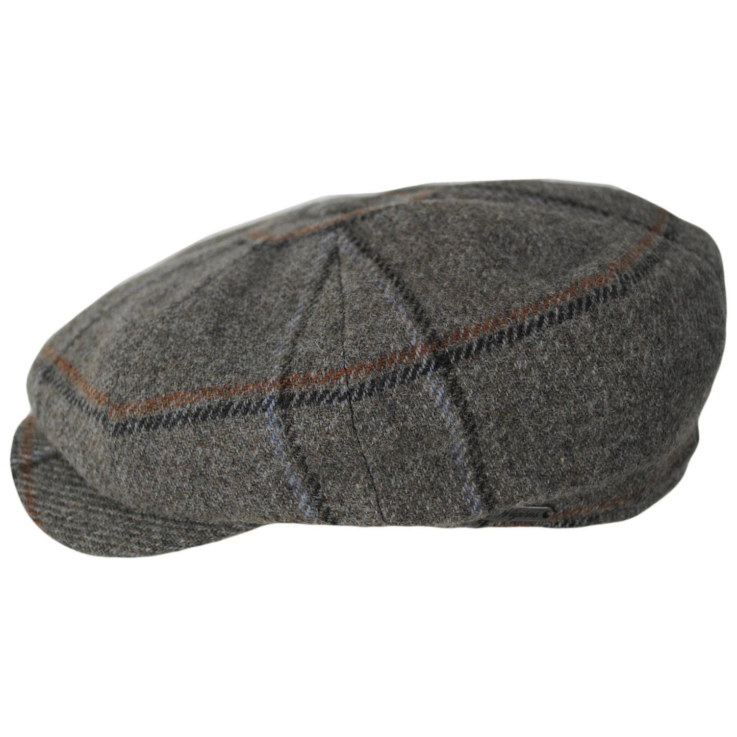 Wigens Caps | Big Check Wool Retro Newsboy Cap | 161978 | profile | TAUPE