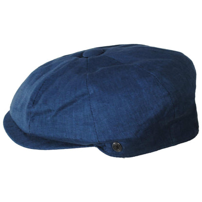 Jaxon Hats | Linen and Cotton Newsboy Cap - Dark Denim | 167774DD | profile | DARK DENIM