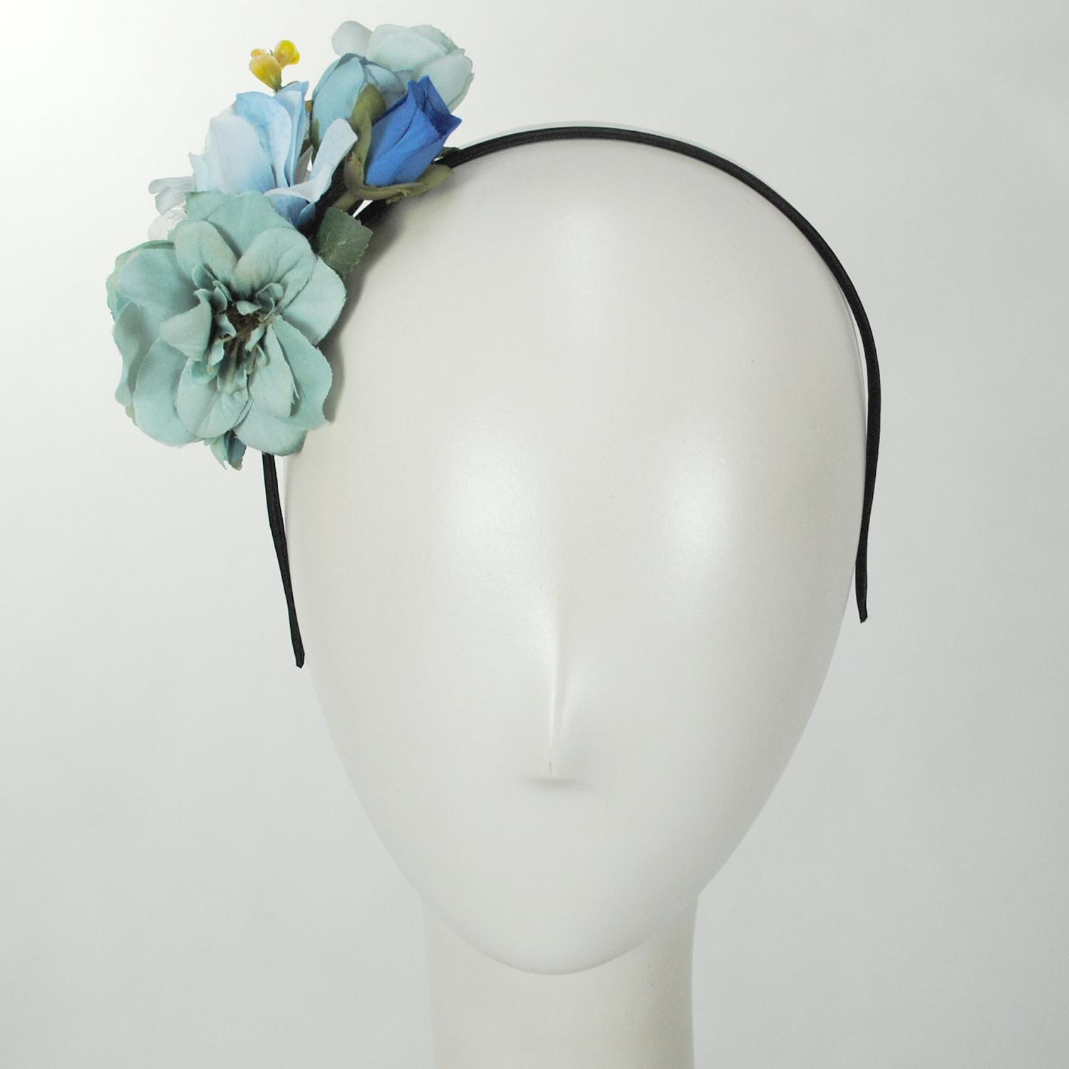 Jeanne Simmons | Flower Bouquet Fascinator Headband | 120719 | front | BLUE
