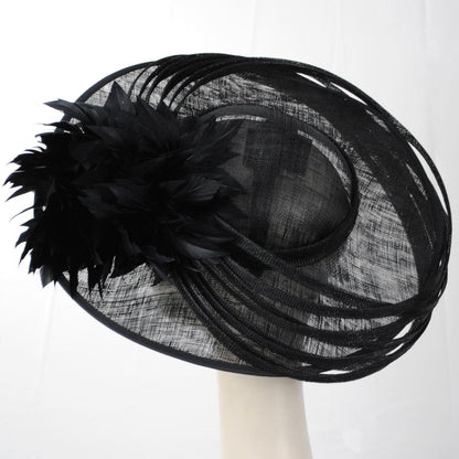 Lily & Taylor | Saturnalia Sinamay Straw Fascinator Hat | 124274 | profiletwo | BLACK