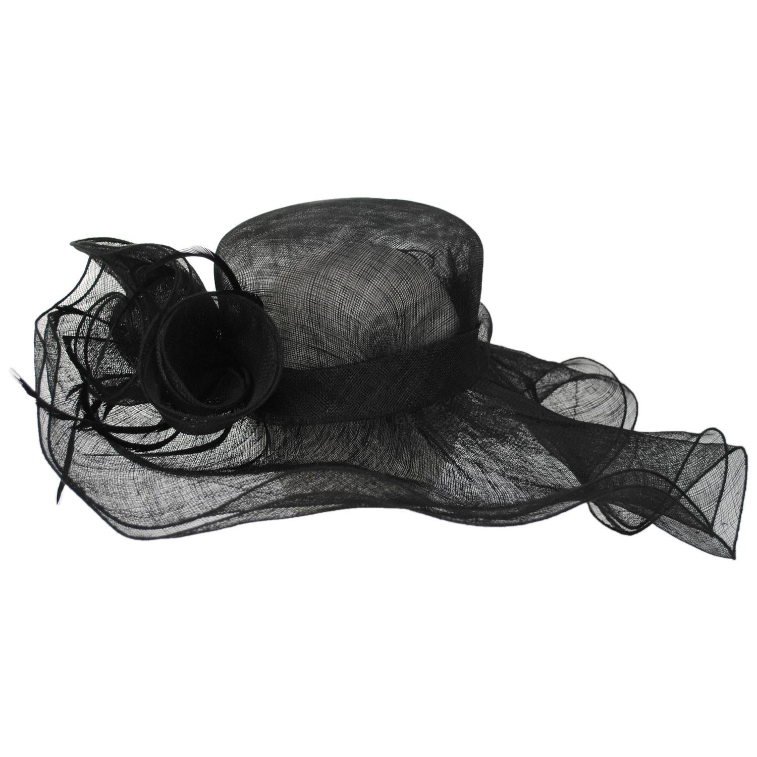 Something Special | Sahara Sinamay Straw Spectator Dress Hat | 121319 | front | BLACK