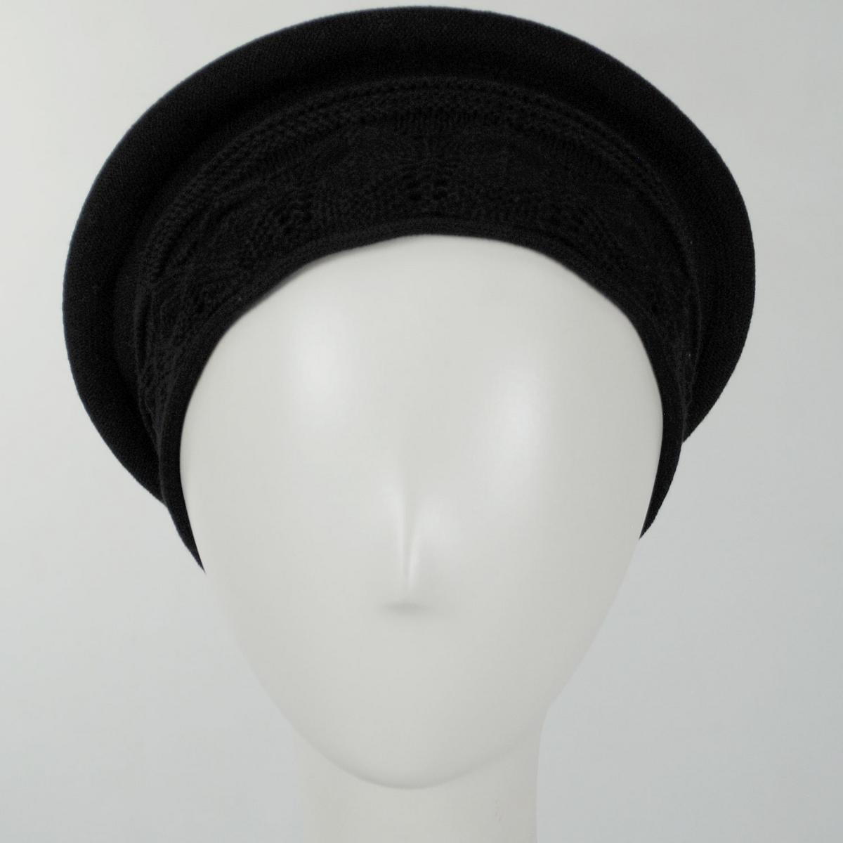 Parkhurst | Pointelle Cotton Knit Topper Beanie Hat | 500853 | front | BLACK