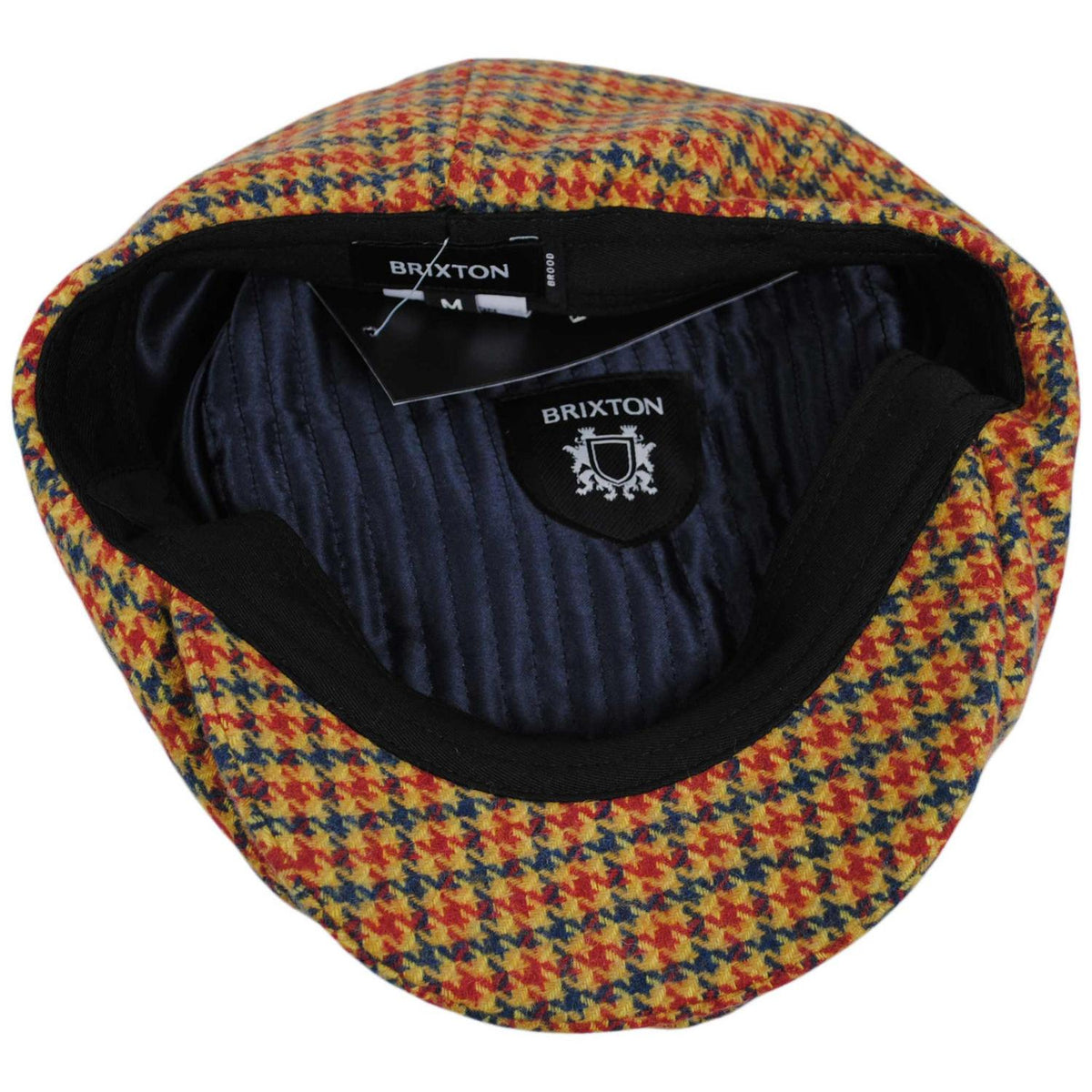 BRIXTON HATS | Brood Houndstooth Wool Blend Newsboy Cap | 161518TOR | under | TAUPE/ORANGE/ROYAL