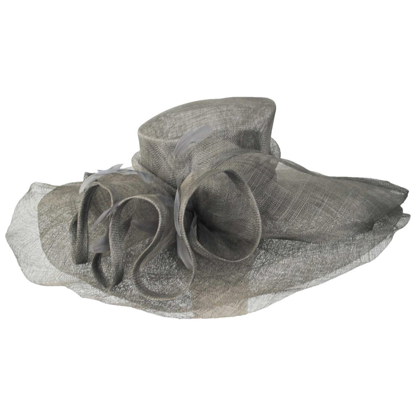C.C Hats | Sinamay Straw Double Brim Boater Dress Hat | 124267 | front | GREY