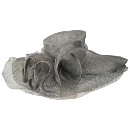 C.C Hats | Sinamay Straw Double Brim Boater Dress Hat | 124267 | front | GREY