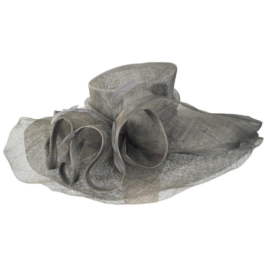 C.C Hats | Sinamay Straw Double Brim Boater Dress Hat | 124267 | front | GREY
