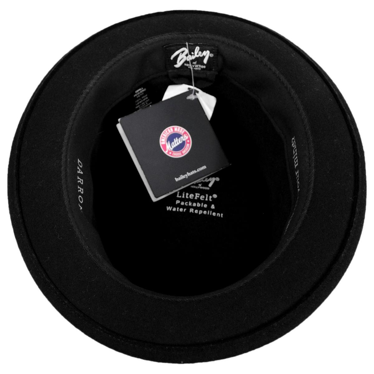 Bailey 1922 | Darron Wool LiteFelt Pork Pie Hat - Black | 130000BLK | under | BLACK