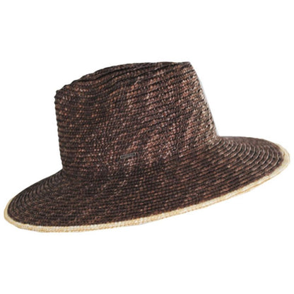 BRIXTON HATS | Joanna Festival Wheat Straw Fedora Hat - Dark Earth/Honey & Honey/Sand | 104047A | profile | DARK EARTH/HONEY