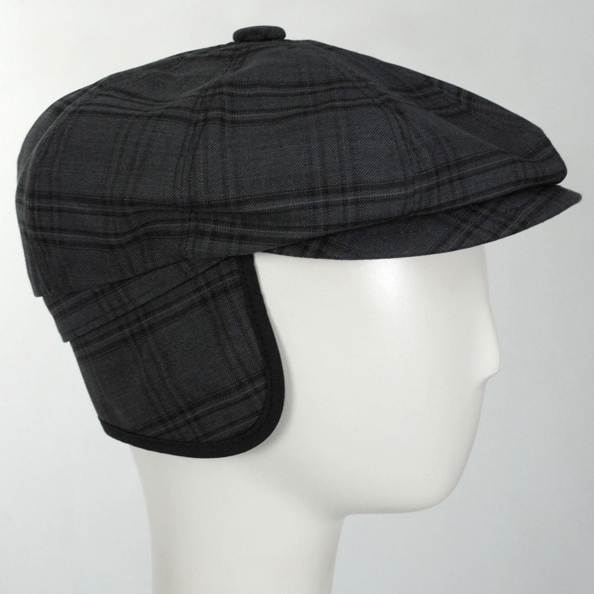Bailey 1922 | Eniry Plaid Earflap Newsboy Cap | 167231 | detailone | BLACK WINDOW
