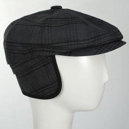 Bailey 1922 | Eniry Plaid Earflap Newsboy Cap | 167231 | detailone | BLACK WINDOW