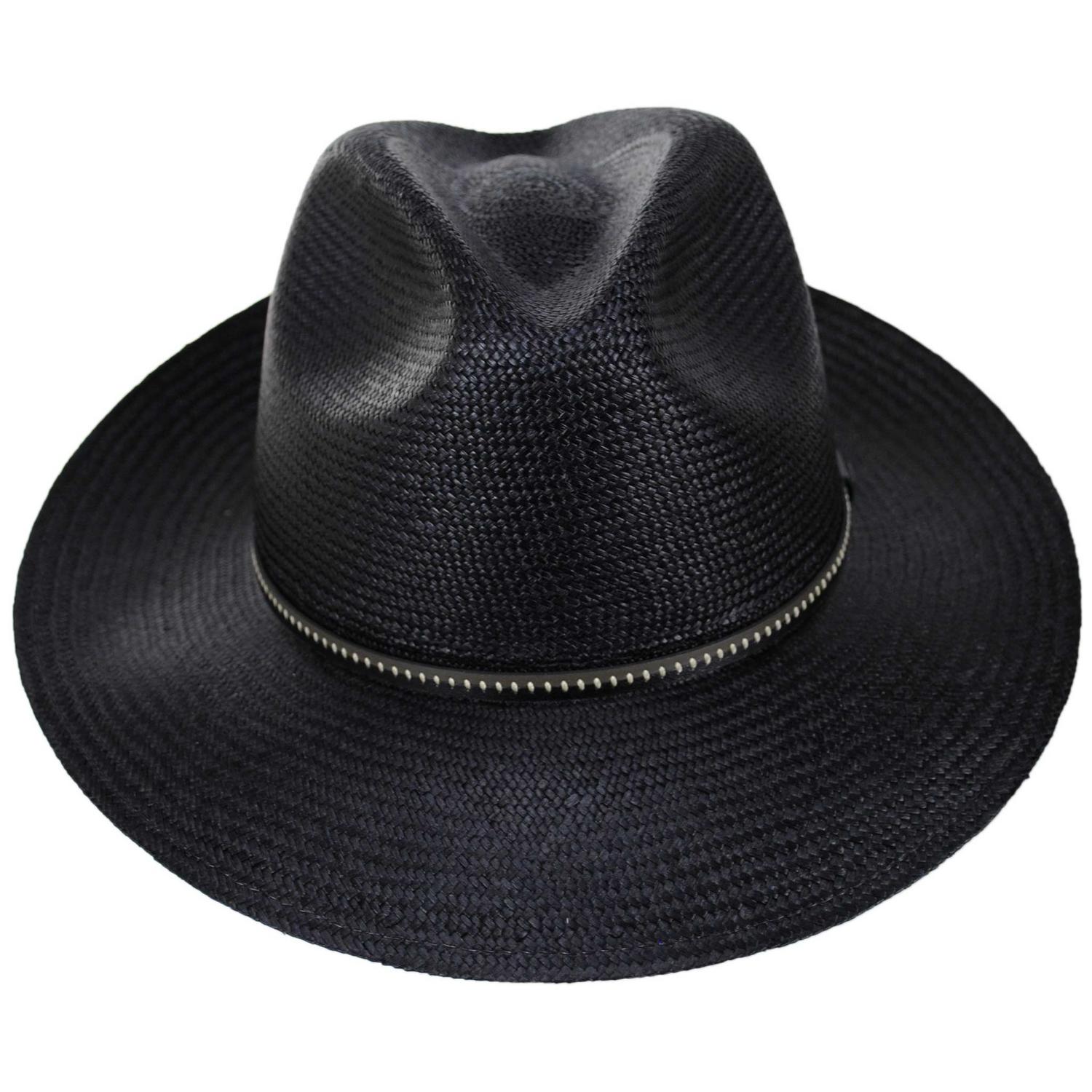 Bailey 1922 | Langdon Panama Straw Fedora Hat | 127934 | front | BLACK